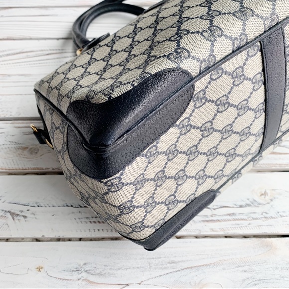 VINTAGE GUCCI NAVY GG BOSTON DOCTOR TOTE BAG - Picture 9 of 14